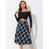 INSPIRE CHIC Women's Tartan Plaid High Waist Belted Vintage A-Line Midi Skirt - 2 of 4