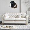 NicBex 82.68 Inch Mid-Century Modern Velvet Couch Loveseat Sofa with 3 Throw Pillows for Living Room,Apartment,Bedroom,Beige - 2 of 4