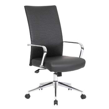 Executive Woven Textured Chair with Metal Chrome Finish Black - Boss Office Products