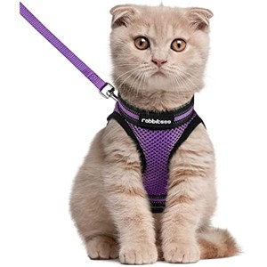rabbitgoo Cat Harness and Leash Set for Walking Escape Proof, Adjustable Soft Kittens Vest with Reflective Strip for Cats,  Vest, Purple, L - 1 of 1