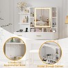 Makeup Vanity Desk with Mirror and Lights, with 2 Drawers, 9 Open Shelves& 2 Cabinets for Bedroom, Living room - 4 of 4