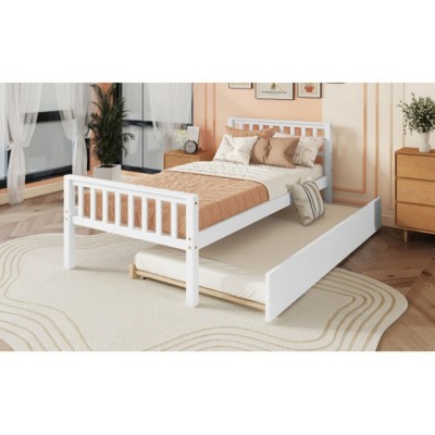 Sturdy Twin Bed with Roll-Out Trundle Designed for Longevity