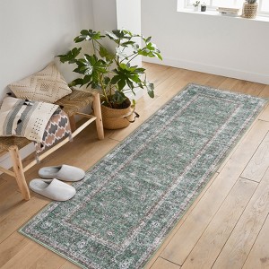 Hallway Runner Rug Washable Non-Slip Vintage Faux Wool Area Rugs for Entryway Indoor Kitchen Laundry Bedroom Living Room - 1 of 4