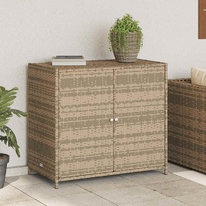 Garden Storage Cabinet Beige PE Rattan 32.7 in x 17.7 in x 29.9 in - 1 of 4