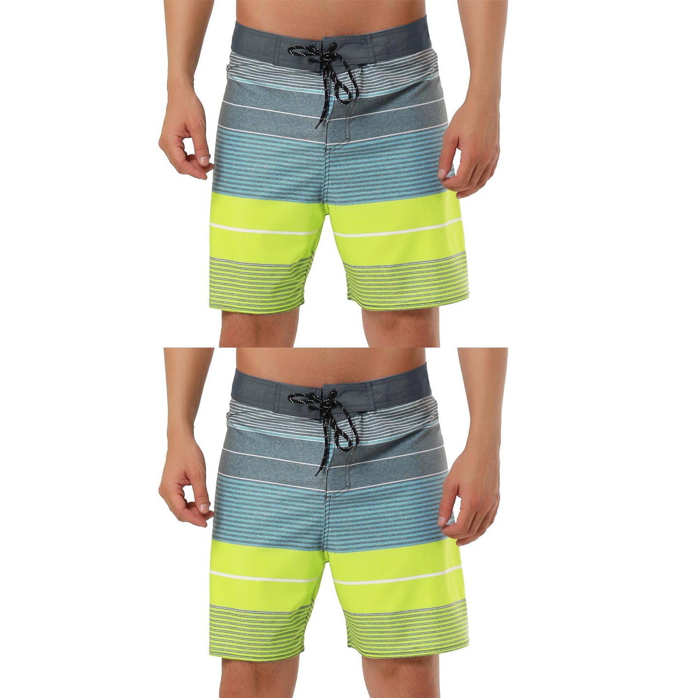 Мужские шорты Lars Amadeus Summer Printed Drawstring Waistband Color Block Beach Shorts 2 Pcs Red Navy 30, цвет: Жёлтый — фото 1