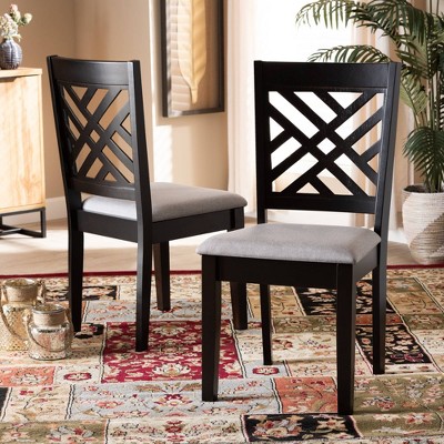 2pc Caron Upholstered Wood Dining Chair Set - Baxton Studio