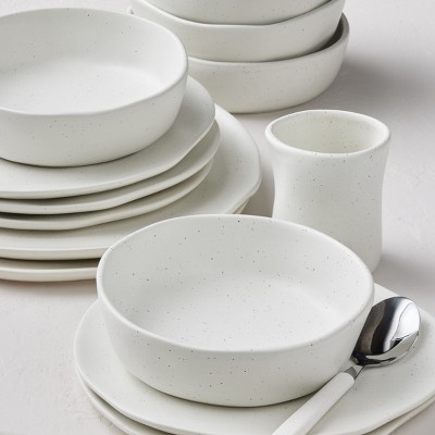 Rustic White Speckled Ceramic 32-Piece Dinnerware Set