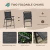 4-Piece Outdoor Patio Dining Set with 2 Folding Chairs, Adjustable Angle Umbrella, Wave Textured Tempered Glass Top - 4 of 4