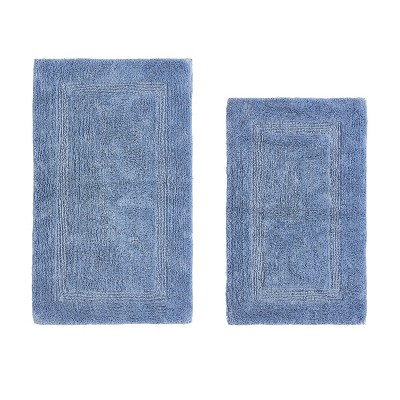 Lux Premium 100% Cotton Tufted Solid Reversible 2 PC Bath Rug Set – Ultra-Soft, Water-Absorbent, Durable, Machine Washable Bathroom Rug