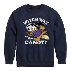 Boys' - Garfield - Witch Way To The Candy Graphic Long Sleeve Fleece Sweatshirt - 1 of 4