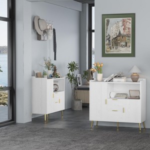 40" Buffet Sideboard with Storage, Set of 2 Kitchen Storage Cabinet, Microwave Cabinet, Coffee Bar Cabinet with 2 Drawers and 2 Doors for Kitchen - 1 of 4