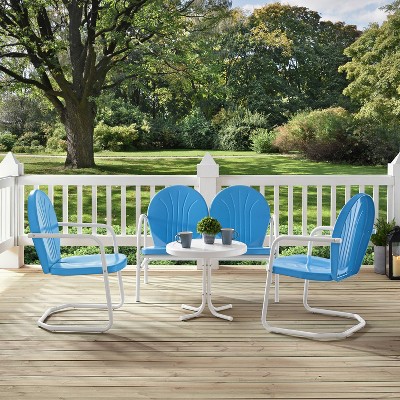Sky Blue Metal 4-Piece Outdoor Conversation Set