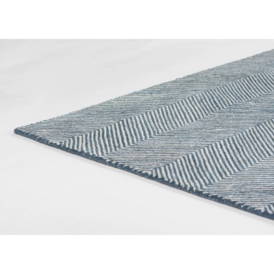Charles Handmade Denim Wool 5' x 8' Herringbone Area Rug