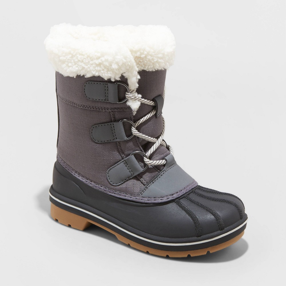 Kids' Kit Lace-Up Winter Boots - Cat & Jack Gray 1