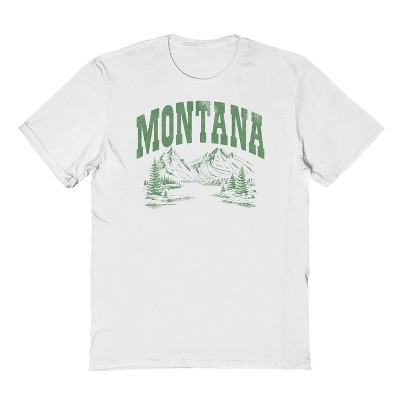Rerun Island Men's Montana Mountain River Short Sleeve Graphic Cotton T-shirt