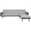 vidaXL L-shaped Sofa Bed Fabric Black and Gray - 2 of 4