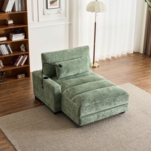 Aortzio Modern Channel Tufted Sleeper Sofa With Cup Holders and Mobile Phone Holder - 1 of 4