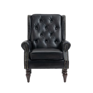 Cesicia Black PU Accent Chair Modern Lounge Chair with Sturdy Wood Legs for Living Room Bedroom - 1 of 4
