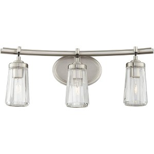 Minka Lavery Industrial Wall Light Brushed Nickel Hardwired 24" 3-Light Fixture Clear Tapered Glass for Bathroom Living Room - 1 of 4