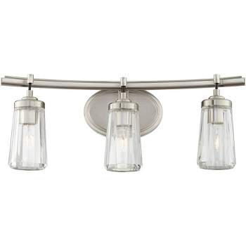 Minka Lavery Industrial Wall Light Brushed Nickel Hardwired 24" 3-Light Fixture Clear Tapered Glass for Bathroom Living Room