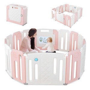 Infans 14 Panels Baby Safety Playpen Kids Safety Activity Play Center w/ Drawing Board - 1 of 4