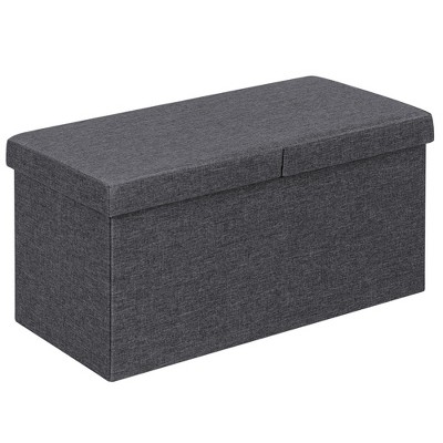 HUIJK Storage Ottoman Bench Charcoal Grey Foldable Storage Ottoman Tufted Bench Kid Toy Chest Hall Entry Way 