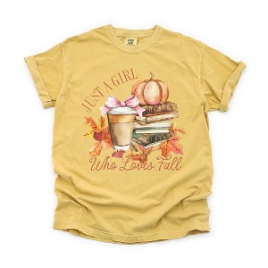 Simply Sage Market Women's Coquette Girl Who Loves Fall Short Sleeve Garment Dyed Tee - 1 of 4