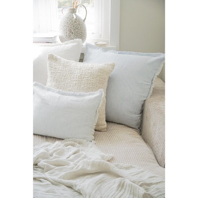 Sky Blue Fringe Soft Linen Throw Pillow 27"