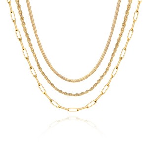 Turandoss 18K Gold Layered Necklaces for Women, Dainty Choker Chain Necklace, Snake Rope Paperclip Chain, Gold Jewelry for Women, Christmas Gifts - 1 of 4