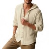 Men's Casual Hooded Shirt Jacket, Lightweight Cotton Long Sleeve Button Down Overshirt for Daily Wear - 2 of 4
