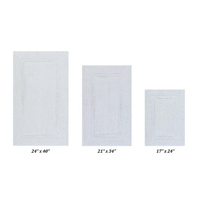 Lux Premium 100% Cotton  Ultra-Soft Tufted Solid Reversible 3 Piece Bath Rug Set, Water-Absorbent, Durable, Machine Washable Bathroom Rug