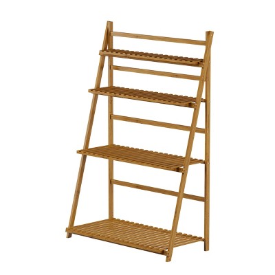 Foldable Patio Porch Balconly Garden Jotsport Bamboo 3 Tier Ladder Plant Stand Indoor Outdoor Plant Display Shelf Multiple Flower Pot Holder for Living Room 