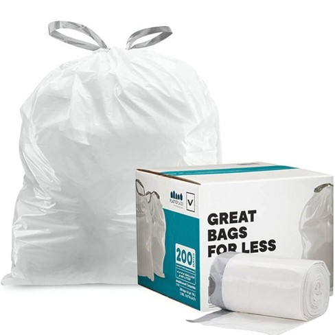 Plasticplace Simplehuman Code J Compatible Drawstring Trash Bags, 10-10.5  Gallon, 50 Count 