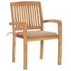 vidaXL 8-Piece Teak Wood Stacking Patio Dining Chairs Set with Cushions - Rustic Elegance for Indoor and Outdoor Use, Weather-Resistant and Durable - 3 of 4