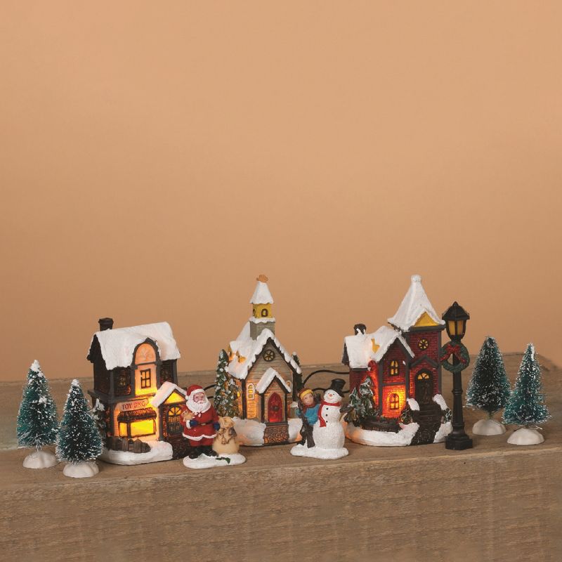Northlight 10-Piece LED Lighted Houses and Trees Christmas Village Display Set, 2 of 8