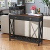 39" Farmhouse Console Table with Drawer & Storage Shelf,Rustic Narrow Entryway Table for Hallway or Living Room-Baofuwish - 3 of 4