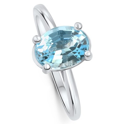 Pompeii3 1 1/2Ct Oval Blue Topaz Solitaire Anniversary Ring 10k Gold