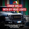 AMERICAN MODIFIED Armor Grille w/ LED Amber Lights and Camera Bracket Compatible with 2018-2023 Jeep Wrangler JL and Gladiator JT, Matte Black - 2 of 4
