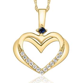 Pompeii3 Diamond Sapphire Heart Pendant Yellow White or Rose Gold Designer Veronica Wu