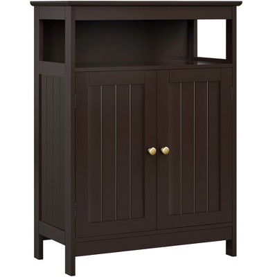 Yaheetech Wooden Bathroom Floor Cabinet with Adjustable Shelves