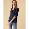 INSPIRE CHIC Women's Ruffle V Neck Puff Sleeve Summer Casual Chiffon Peasant Top - 4 of 4