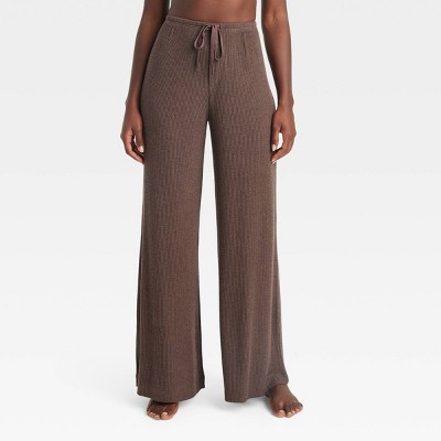 Image of Women's Cozy Ribbed Wide Leg Pants - Auden™ Brown L