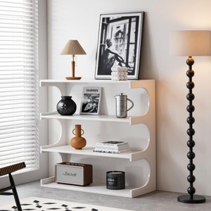 SEVOBAL Decorative Bookshelf 4 Tier Multifunctional Storage Shelf Coffee Table Modern Minimalist Design for Living Room, White, 36"*36"*15" - 1 of 4