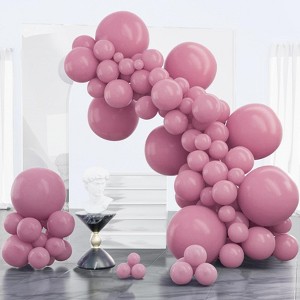 PartyWoo Balloons Mauve Dusty Dark Boho Pink 18 12 10 5 Inch 100 pcs - 1 of 4