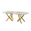 50.78" MDF Coffee Table with Marble Pattern Top and Gold Stainless Steel Base for Living Room - 3 of 4