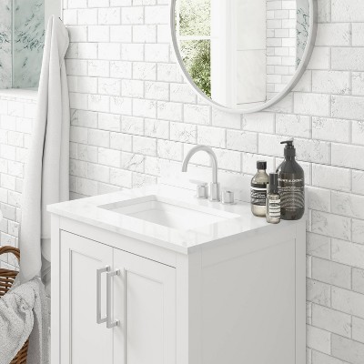 Vivien 24" White Composite Freestanding Bathroom Vanity with Ceramic Sink