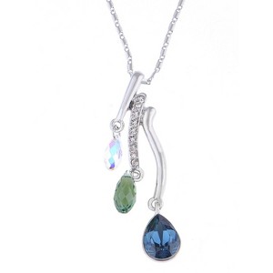 Anna-Kaci Women's Curved Teardrop Crystal Pendant Necklace, Elegant Design with Adjustable Chain, Perfect for Special Occasions - Tear Drop - 1 of 4