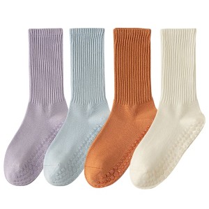 Anna-Kaci 4-Pack Women's Anti-Slip Yoga Socks with Grips Comfortable Ribbed Design for Exercise and Indoor Use - 1 of 4