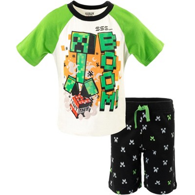 Minecraft Zombie Little Boys Graphic T Shirt French Terry Shorts Set White Black 5 Target