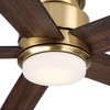 Casa Vieja 52" Grand Palm Modern Indoor Outdoor Ceiling Fan 5 Blade LED Light Remote Control Soft Brass Finish Bedroom Patio Hugger Damp Rated - 3 of 4